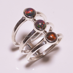 Anillo de ópalo negro Natural, joyería fina hecha a mano, anillos de plata de ley 925 sólida, fabricante de joyería de plata hecha a mano - Product Image 1