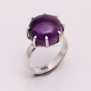 Améthyste naturelle Bague en argent sterling 925 avec pierres précieuses Monture de mariage classique Bijoux fins - Product Image 1