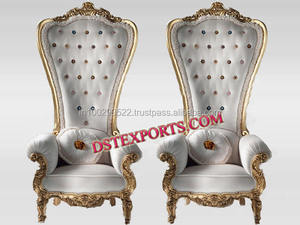 Conjunto de sillas de Metal dorado para boda asiática, muebles de boda indios, sillas de novio para novia, venta al por mayor, la mejor decoración de escenario blanca del Reino Unido - Product Image 3