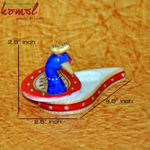 หินอ่อนนกยูงมือวาด Chopra Pooja Thali Kumkum Holder โปรดปรานงานแต่งงานของอินเดีย - Product Image 4