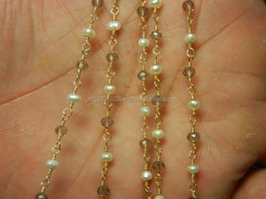 สร้อยลูกปัดหินควอตซ์สีสโมควอทซ์และมุกเงินสเตอร์ลิงค้นหาเครื่องประดับที่หรูหรา - Product Image 3