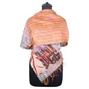 Kantha-Écharpe de Travail en Soie, Style Vintage, Fait Main, Design Tendance pour Filles, SC1426 - Product Image 1