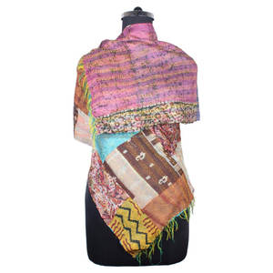 Kantha-Écharpe de Travail en Soie pour Fille, Style Vintage, Design Tendance, SC1421 - Product Image 1