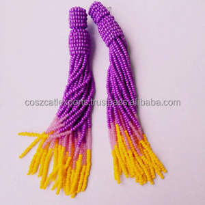 Cuentas facetadas de múltiples piedras preciosas colgantes pendientes cuentas con borla moda - Product Image 2