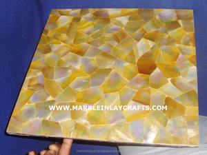 Azulejo de Pared de Piedra Natural de Nácar Amarillo para Decoración del Hogar - Product Image 1