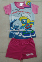 Дети девушки летние короткие пижамные комплекты / малыш девушки печатных майка лето пижамы множеств. дети комплект одежды,