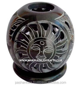 Lampe à bougie en pierre ollaire décorative faite à la main - Product Image 1