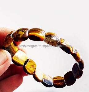 Piedra preciosa semipreciosa Ojo de tigre Piedra Pulsera elástica Piedras naturales Artesanía de cristal Pulseras de moda - Product Image 1