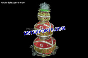 Kalash de décoration Meenakari pour mariage indien, dernière décoration de mariage, kalash décoré - Product Image 5