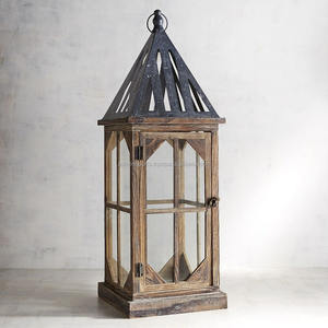 Linterna de madera antigua personalizada, linternas colgantes creativas para exteriores, linterna de Metal, venta al por mayor, mesa decorativa - Product Image 2