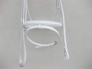 SHEMAX – bride de cheval ornée de diamants en cuir-blanc - Product Image 3