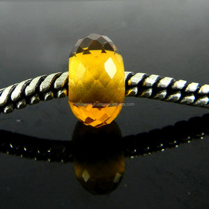 ลูกปัดหินอัญมณีทรงกลมขนาด14x8x5มม. สีเหลืองมะนาวสำหรับการทำเครื่องประดับ - Product Image 3