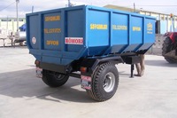 Remorque agricole à benne basculante pour fumier, grande capacité 6 tonnes, rouge et bleue, à simple essieu, semi-remorque en acier