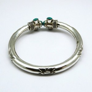 Brazalete de Plata de Ley 925 con Turquesa de Forma Redonda, Diseño Bohemio, Hecho a Mano, Joyería Unisex para Mujer - Product Image 4