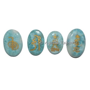ชุดวงรีหิน Larimar Usui reiki: ทุกประเภทของทรงกลมพลอย - Product Image 1