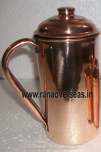 Carafe à eau en cuivre pur bénéfique pour la santé ayurvédique avec poignée, couvercle et bouton pour la maison et la table à manger à des prix raisonnables - Product Image 6