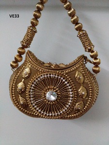 VE33 Women's <b>Ornamented</b> Metal Evening Bag Exclusive Bridal Marriage Purse for Special Events Handcrafted in India - Product Image 5