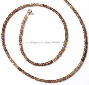 สร้อยคอลูกปัดพลอยสีน้ำตาลธรรมชาติขนาด3มม. พร้อมลูกปัดหินที่สวยงาม - Product Image 3