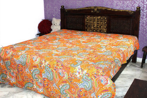 Paisley Kantha edredón de algodón indio hecho a mano Paisley Kantha funda de cama - Product Image 4