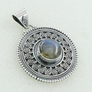 Pendentif en argent sterling 925 avec pierre de labradorite beau design plaqué or style vintage pour fête ou tenue de tous les jours - Product Image 3