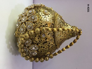 H4199 Vivid Handmade Metal Ladies' Evening <b>Clutch</b> <b>Bags</b> <b>Gold</b> Silver Beaded Party Purse Chain Strap Flap Closure 1-1.9L Capacity - Product Image 3