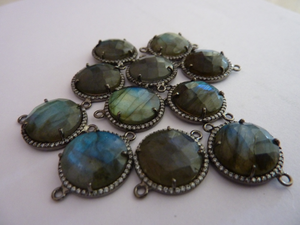 หินอัญมณี925ทำจากหินลาบราดอไรต์ CZ ทรงกลมสีเงิน - Product Image 6