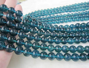 Collier long en perles de fluorite bleue naturelle, pierre précieuse - Product Image 4