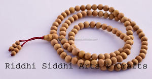 Authentic Riddhi Siddhi Eco-Friendly Indian Spiritual Sandalwood Wood Beads <b>Mala</b> <b>Necklace</b> Sweet Woody Fragrance 50+ Years Old - Product Image 6