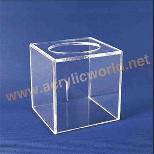 Caja de pañuelos de acrílico rojo, alto pulido, estante para servilletas - Product Image 2