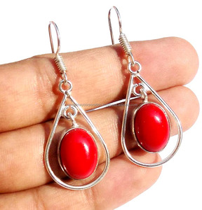Boucles d'oreilles plaquées argent Agate rouge Bijoux de mode indiens Bijoux en argent sterling 925 plaqués or pour femmes Bijoux faits à la main - Product Image 1