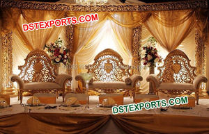 Siège de mariage indien doré, siège de styliste, 14 pièces, mobilier Style im, pour mariage - Product Image 4