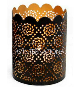 Porte-bougie votif de forme ronde en métal revêtu de poudre noire, porte-bougie Votive en fer, forme ronde - Product Image 1