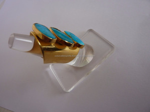 ผู้ผลิตเครื่องประดับอินเดีย18พันจริงชุบทองแหวนพลอยสีฟ้าคราม - Product Image 3