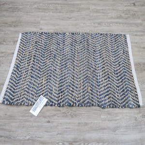 พรมลายก้างปลา พรมปูพื้นจากป่านและหนัง พรมปูพื้นแบบชินดี ผลิตจากวัสดุรีไซเคิลจากอินเดีย - Product Image 5