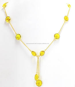 ชุดสร้อยคอจี้ควอทซ์สีเหลืองสำหรับงานแต่งงานลูกปัดแบบคลาสสิก - Product Image 1