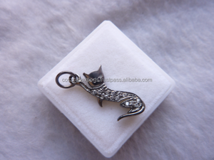 Pendentif à recherche de chat en diamant, argent, pavé complet, 925 pavés - Product Image 6