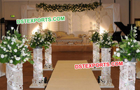 Piliers d'allée de mariage modernes en cristal lumineux, colonnes en métal léger avec cristaux, piédestaux de chemin de passage