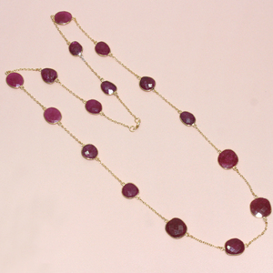 Collier en argent Sterling 925 en forme ronde de rubis teinté, collier de pierres précieuses à la mode pour femmes - Product Image 2