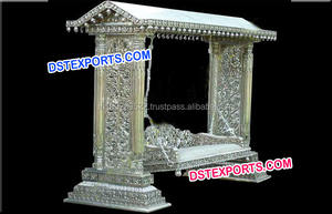 Columpio de plata para boda india, Columpio de metal plateado - Product Image 3