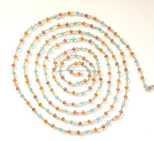 Cuentas de piedras preciosas de cuarzo múltiple, joyería chapada en oro, fabricación de joyas, Rosario con cuentas, cadena bohemia de piedra natal - Product Image 4