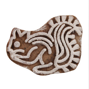 Bloques de impresión de madera hechos a mano, tela de Saree textil marrón, sello de lona, ardilla india en línea, nuevo diseño - Product Image 1