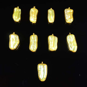 Plaqué or jaune Biwa perle connecteurs de pierres précieuses meilleure qualité lunette résultats de bijoux composants pour la fabrication de bijoux à la main - Product Image 5