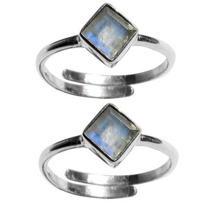 Stylish Rainbow Moonstone 925 Sterling <b>Silver</b> <b>Toe</b> <b>Rings</b> Handmade <b>Silver</b> Jewelry Indian Gemstone Shri Ashapura Jewels Bohemian - Product Image 5