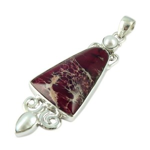 Authentique bijou Shri Ashapura, pendentif en argent plaqué avec perle de jaspe en forme de poire fantaisie, pour mariage, style chrétien classique - Product Image 4