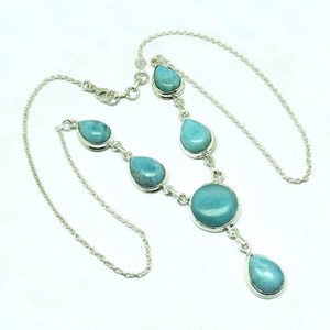 Winsome – collier en argent Sterling 925, perle bleu ciel, Larimar rond, bijoux en argent Unique, bijoux en argent frais - Product Image 5