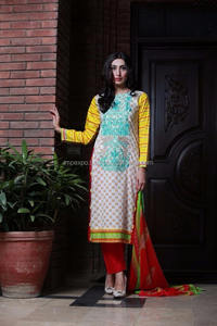 Trajes de césped para mujer de diseñador pakistaní en material de algodón de Lahore - Product Image 3