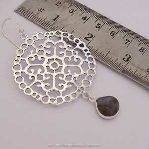 Best Quality 925 <b>Silver</b> Plated Oxidized Antique Designer Filigree <b>Earrings</b> Handcrafted Artisan SOKU#3518 Stylish for Parties - Product Image 3