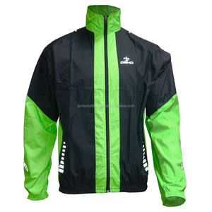 Veste de cyclisme imperméable réfléchissante Deko noire et verte à haute visibilité en nylon durable, équipement de vélo imperméable - Product Image 3