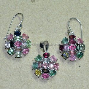 Collier en argent Sterling 925 solide, pierre précieuse de Tourmaline, ensemble de bijoux, SJS01, 925 - Product Image 3