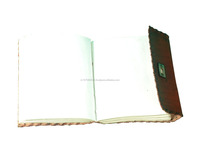 Diario cosido lateral hecho a mano Vintage cuero genuino solapa cubierta diario Grimoire antiguo bloqueo cuaderno estacionario personalizado